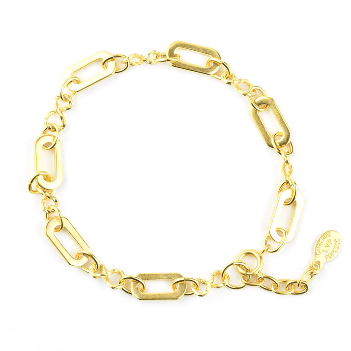 Gold Plated Oval & Figure 8 Link Bracelet