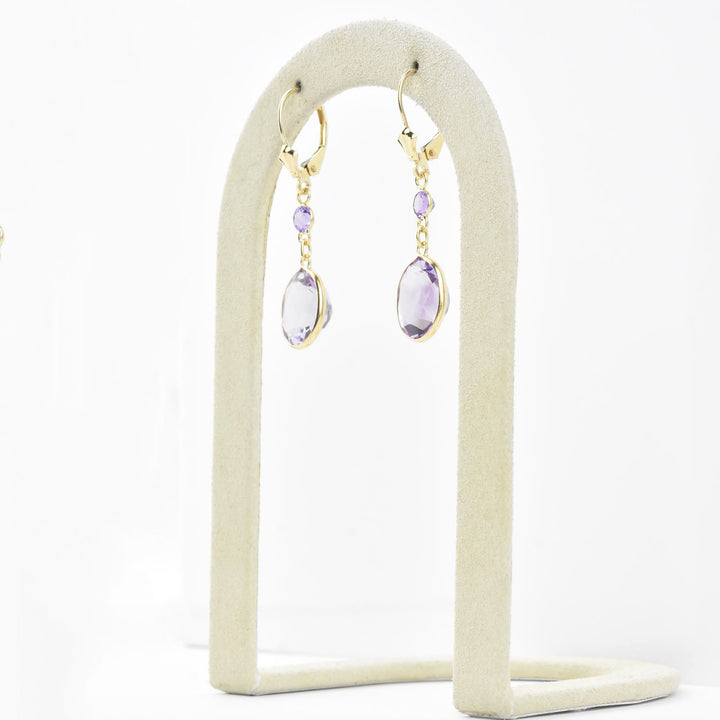 Oval Gemstone Drops in 14k Yellow Gold