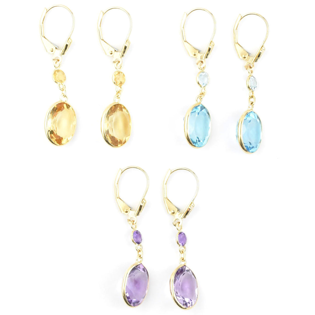 Oval Gemstone Drops in 14k Yellow Gold