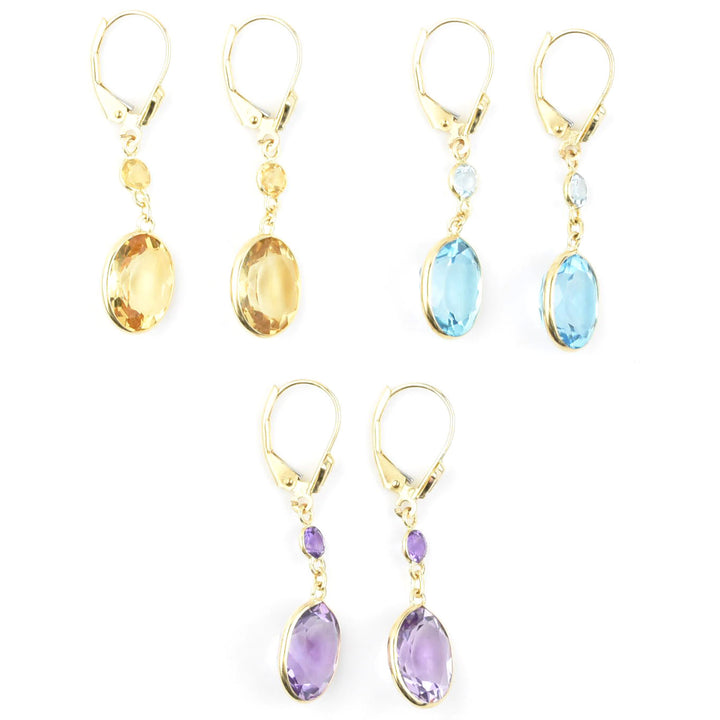 Oval Gemstone Drops in 14k Yellow Gold