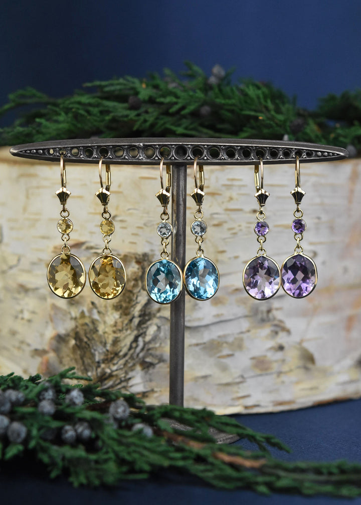 Oval Gemstone Drops in 14k Yellow Gold