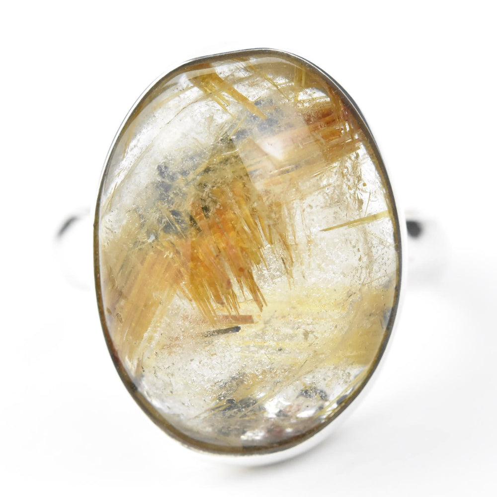 Oval Rutilated Quartz Ring in Sterling Silver - Goldmakers Fine Jewelry
