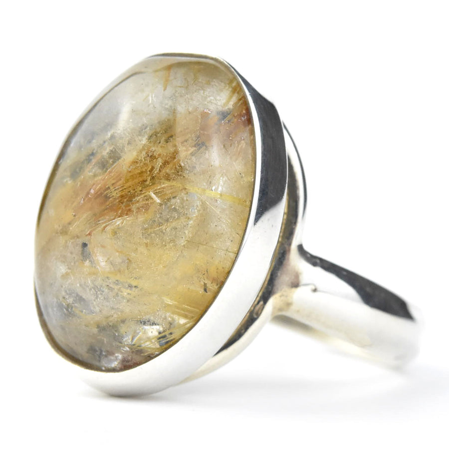 Oval Rutilated Quartz Ring in Sterling Silver - Goldmakers Fine Jewelry