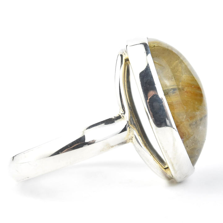 Oval Rutilated Quartz Ring in Sterling Silver - Goldmakers Fine Jewelry