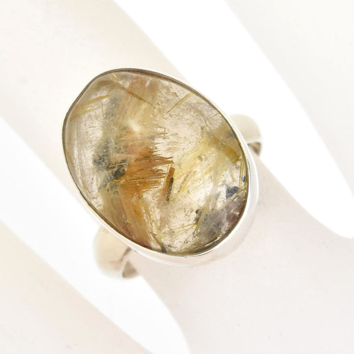 Oval Rutilated Quartz Ring in Sterling Silver - Goldmakers Fine Jewelry
