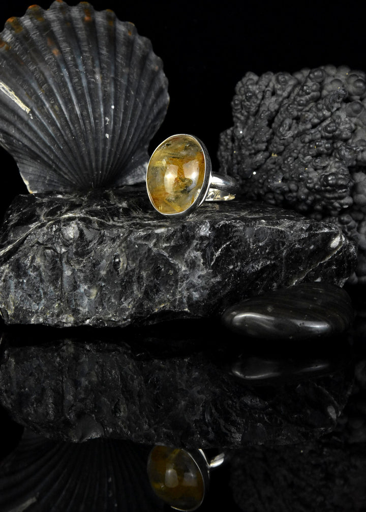 Oval Rutilated Quartz Ring in Sterling Silver - Goldmakers Fine Jewelry