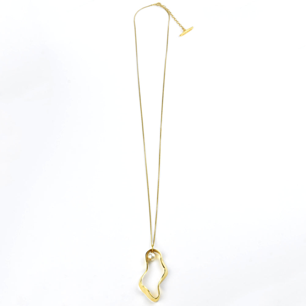 Puddle Necklace with Pearl - Goldmakers Fine Jewelry