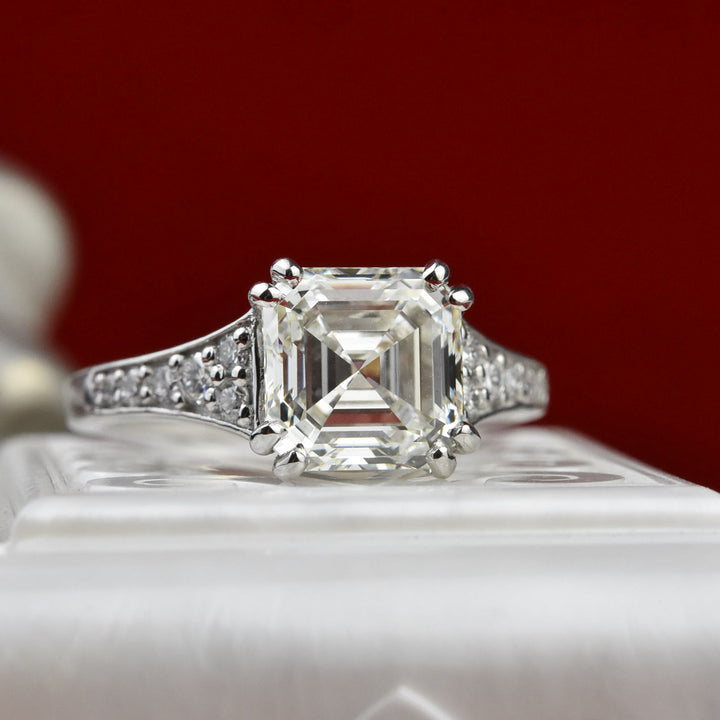 Asscher Diamond Engagement Ring in Platinum - Goldmakers Fine Jewelry