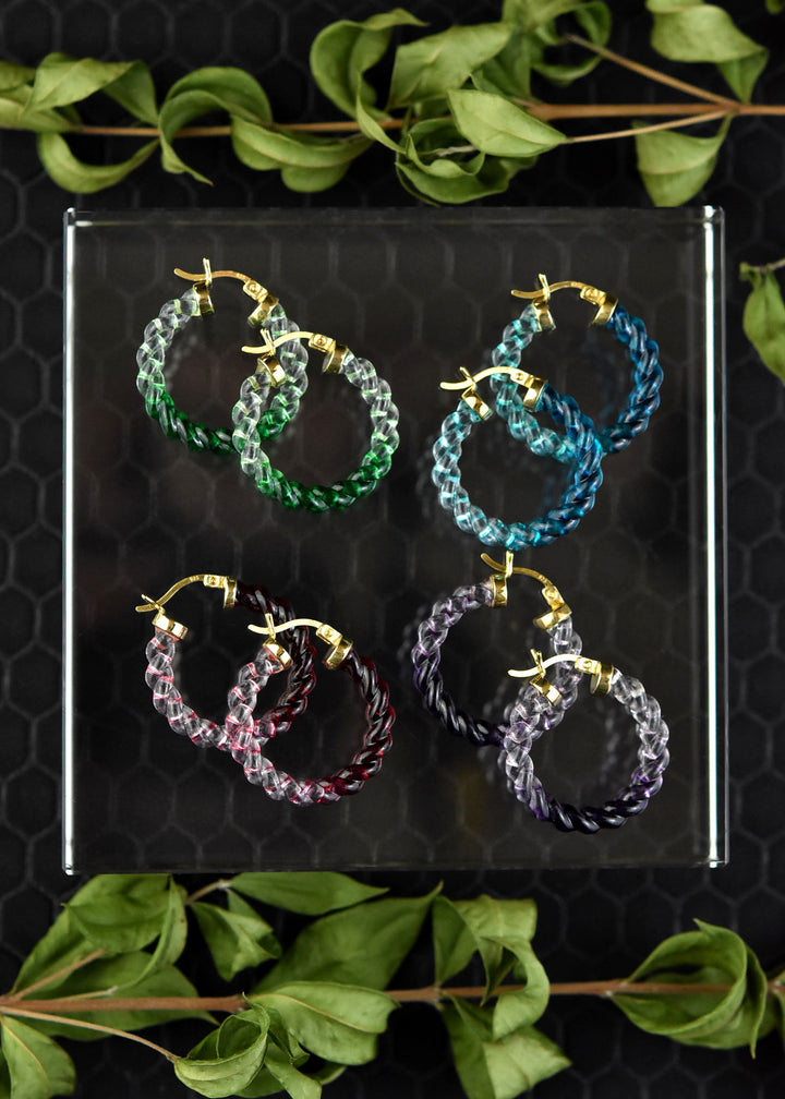 Painted Mini Rope Lucite Hoops - Goldmakers Fine Jewelry