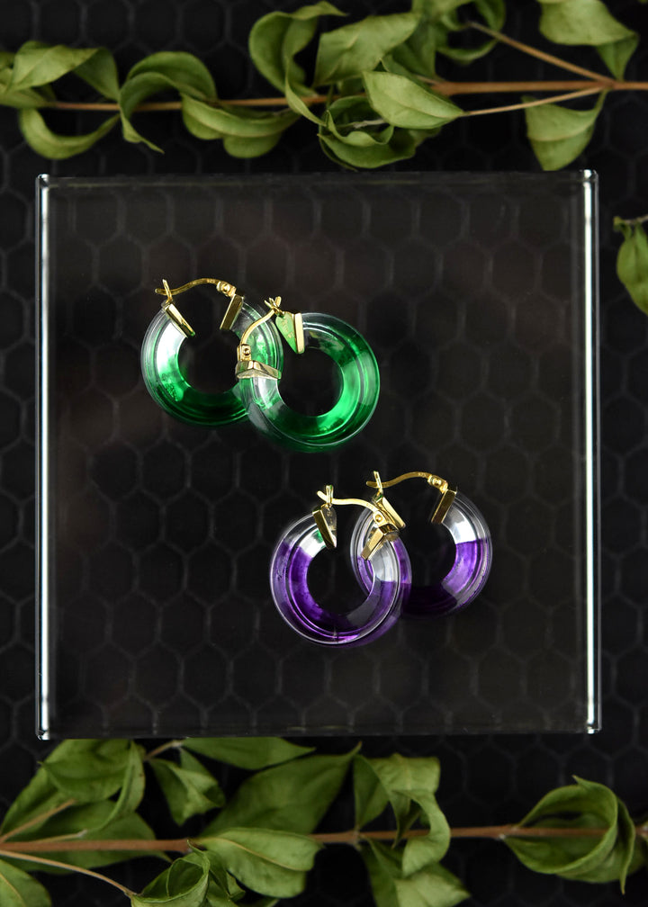 Painted Mini V Lucite Hoops - Goldmakers Fine Jewelry