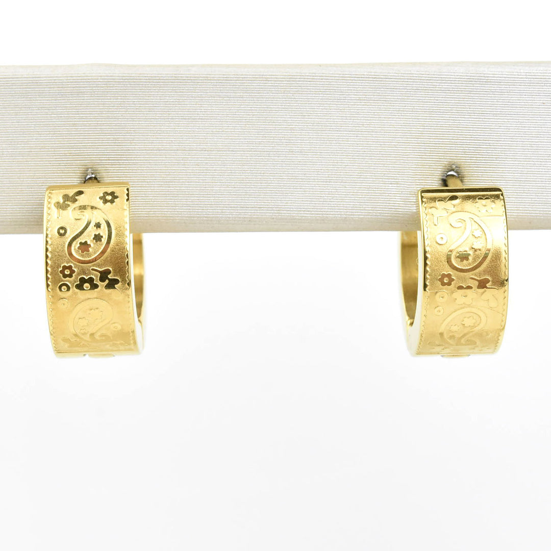 Paisly Super Chunky Huggie Hoops - Goldmakers Fine Jewelry