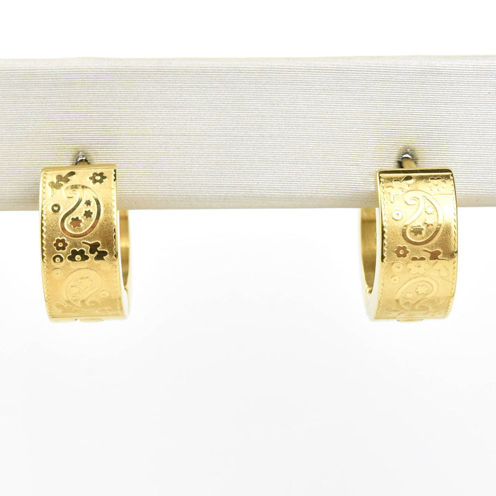 Paisly Super Chunky Huggie Hoops - Goldmakers Fine Jewelry