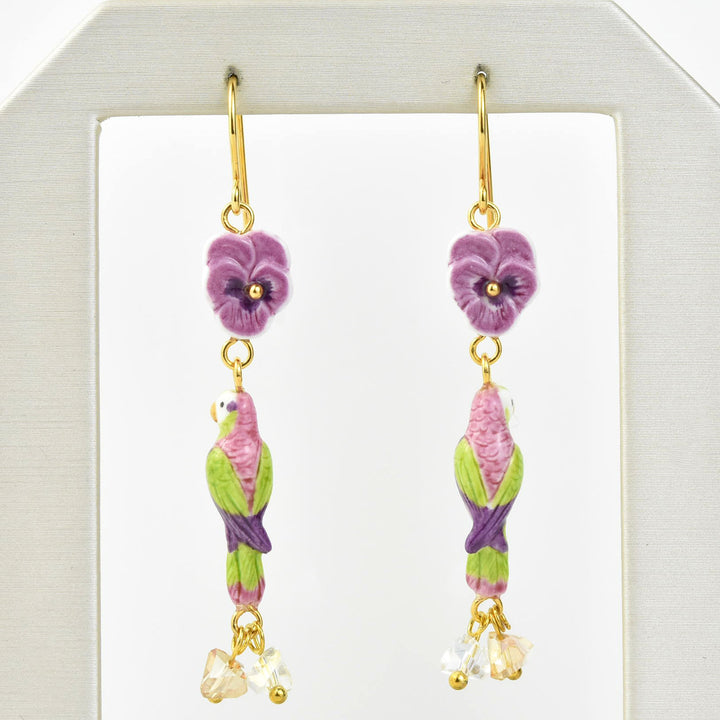 Pansy and Parrot Earrings - Goldmakers Fine Jewelry