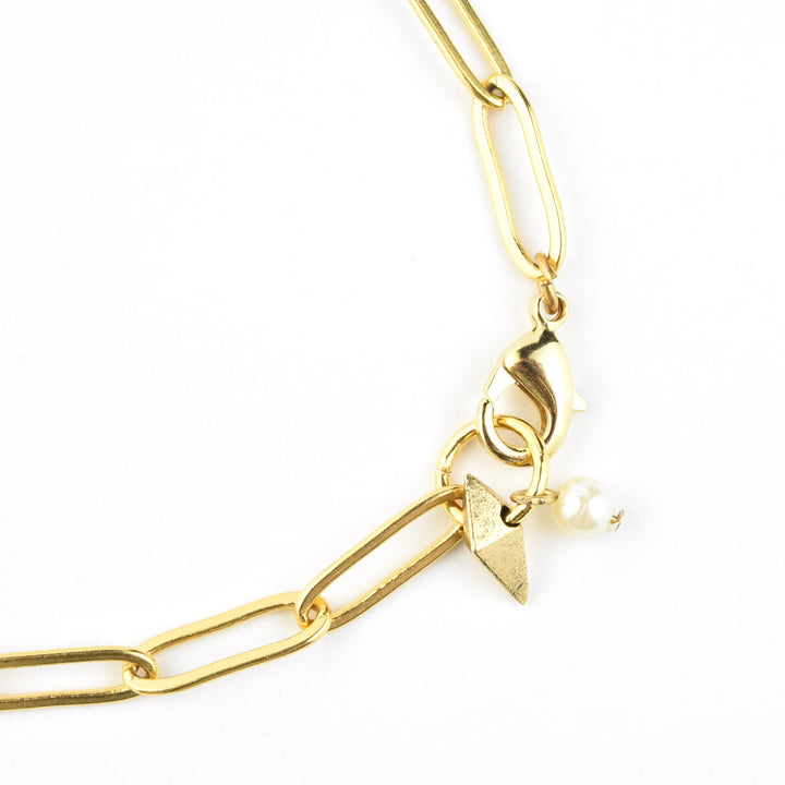 Paperclip Chain Bracelet w/ Pearl - Goldmakers Fine Jewelry