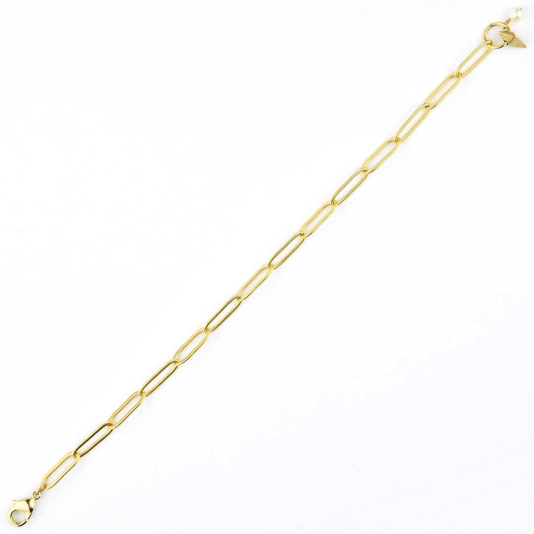 Paperclip Chain Bracelet w/ Pearl - Goldmakers Fine Jewelry