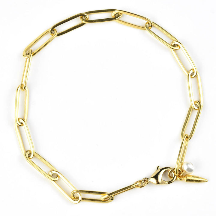Paperclip Chain Bracelet w/ Pearl