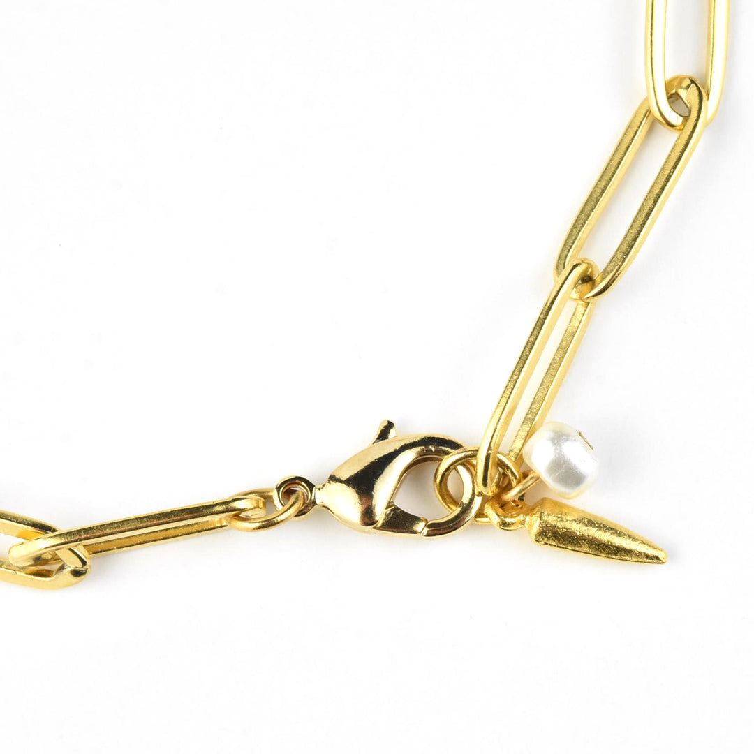 Paperclip Chain Bracelet w/ Pearl