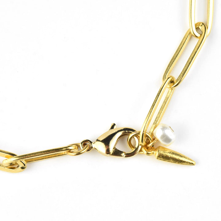 Paperclip Chain Bracelet w/ Pearl
