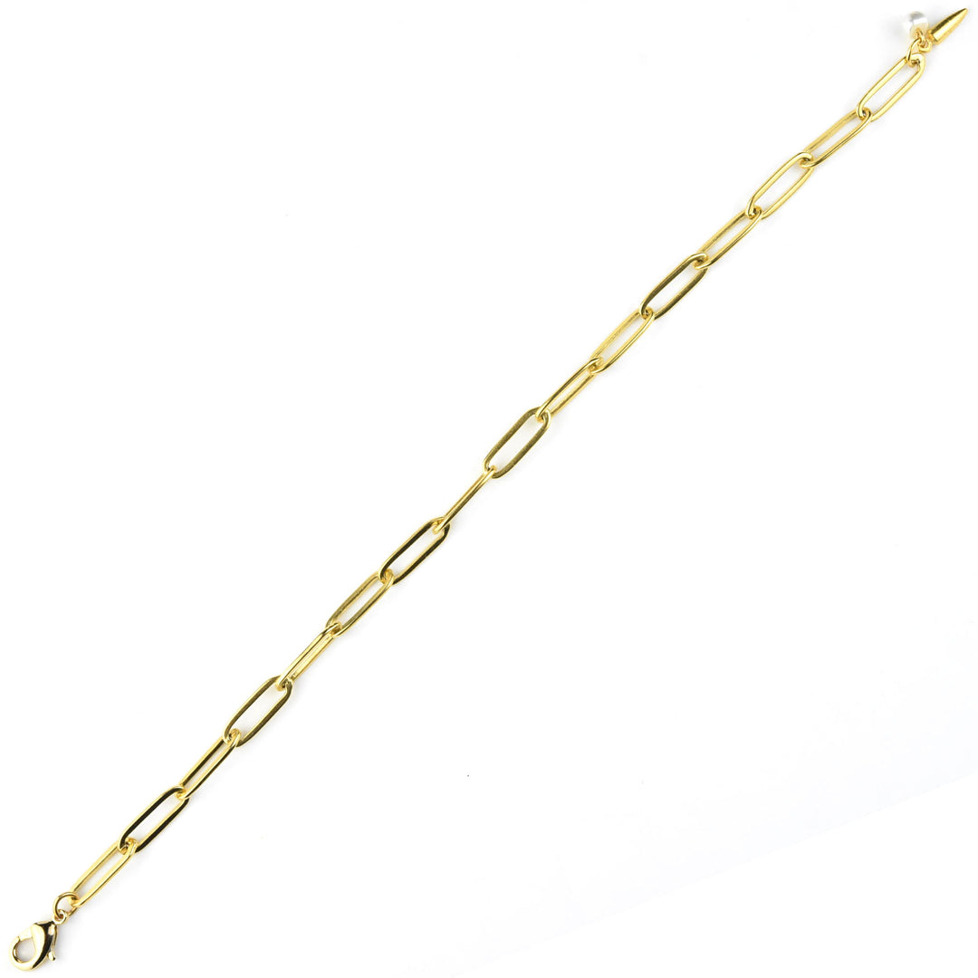 Paperclip Chain Bracelet w/ Pearl