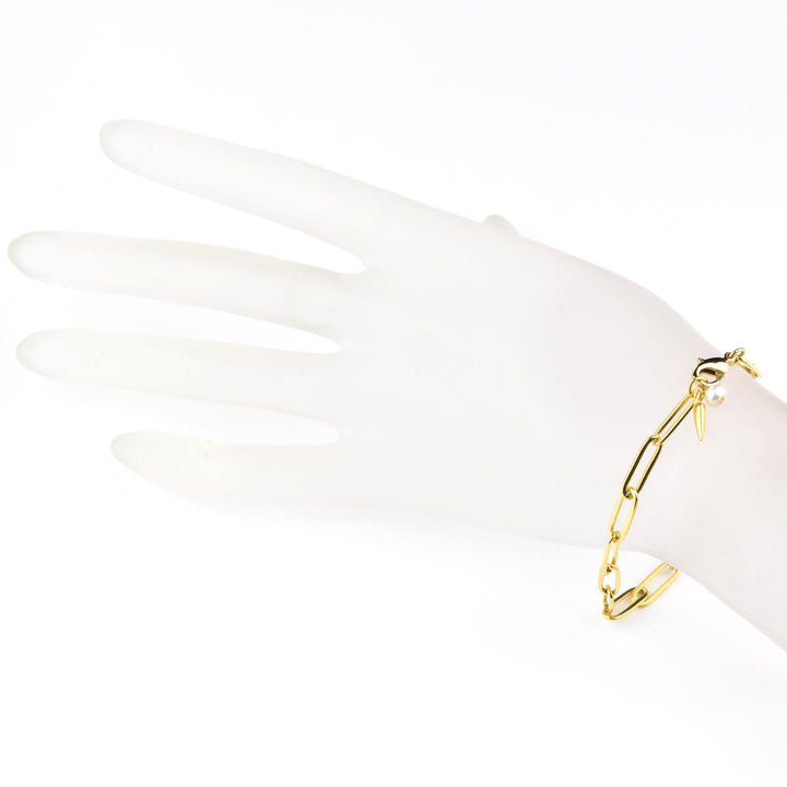 Paperclip Chain Bracelet w/ Pearl