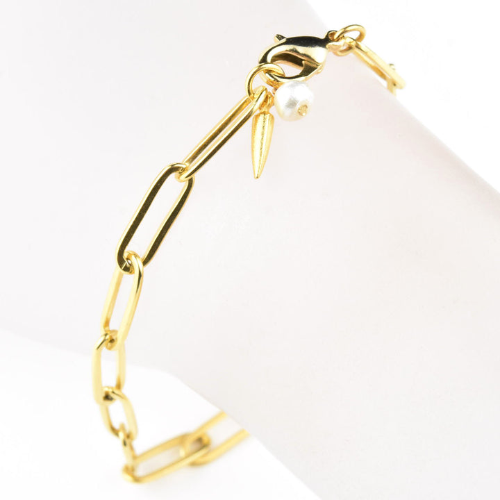 Paperclip Chain Bracelet w/ Pearl