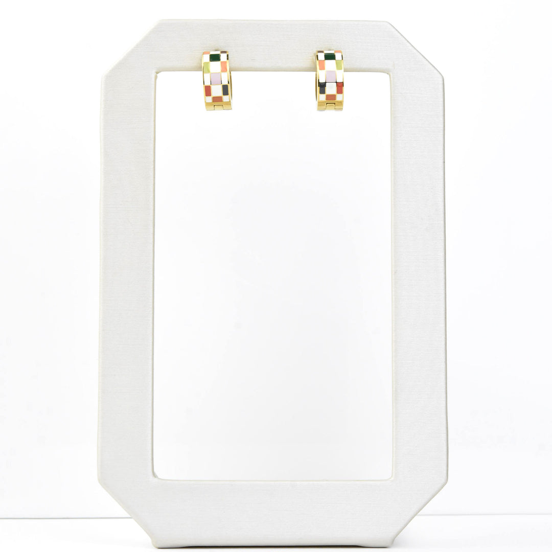Checkered Super Chunky Huggie Hoops - Goldmakers Fine Jewelry