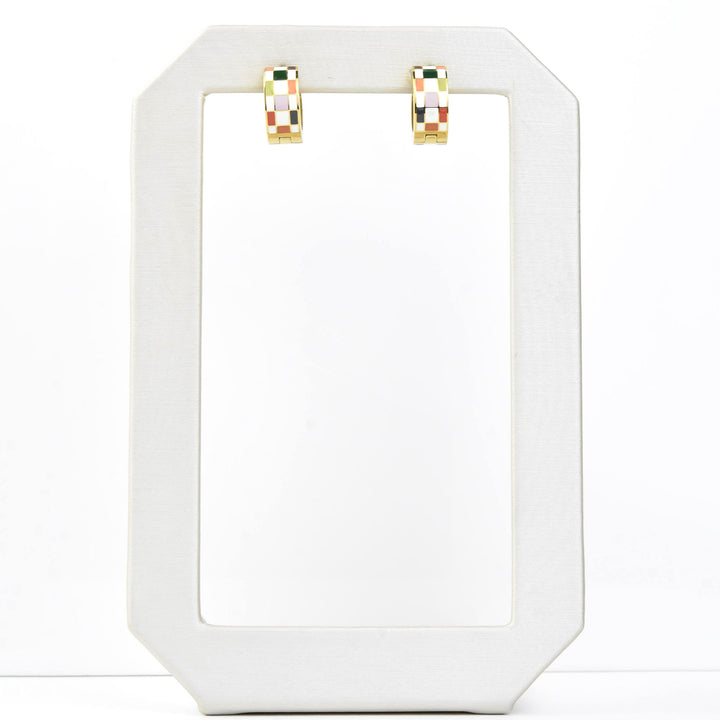 Checkered Super Chunky Huggie Hoops - Goldmakers Fine Jewelry
