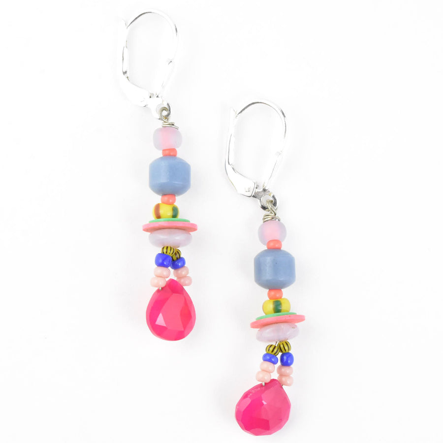 Pastel and Hot Pink Beaded Earrings - Goldmakers Fine Jewelry