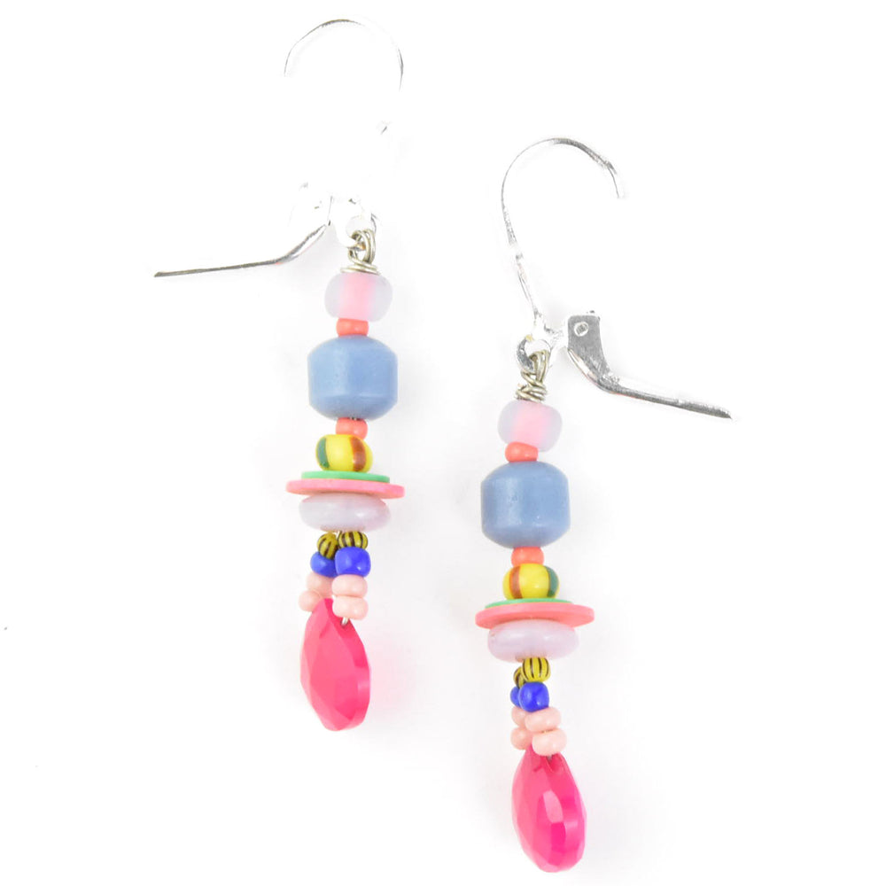 Pastel and Hot Pink Beaded Earrings - Goldmakers Fine Jewelry