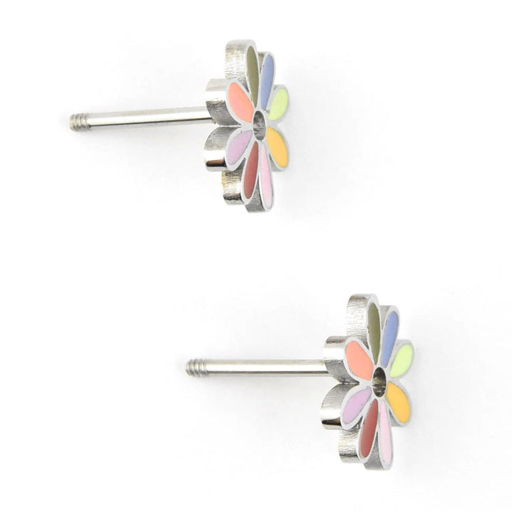 Pastel Rainbow Daisy Studs, Screw-back - Goldmakers Fine Jewelry