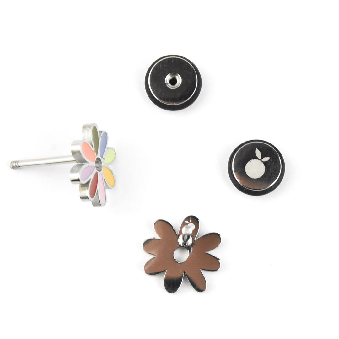 Pastel Rainbow Daisy Studs, Screw-back - Goldmakers Fine Jewelry