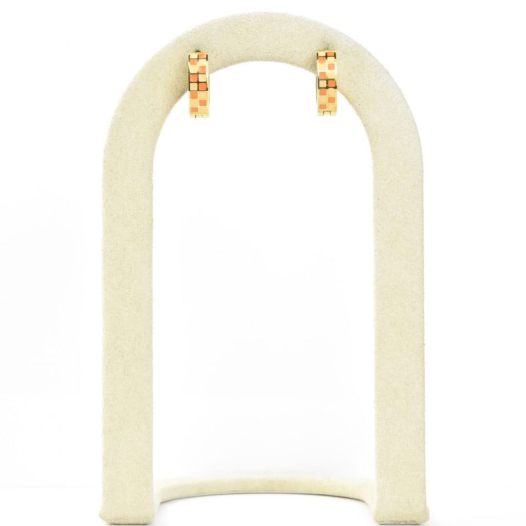 Peach & Orange Checkered Chunky Huggie Hoops