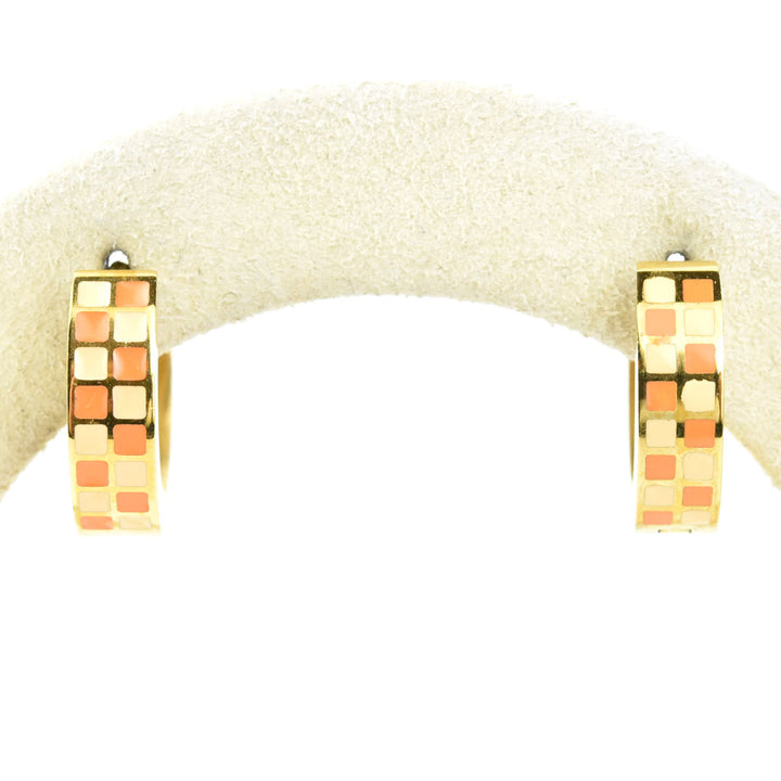 Peach & Orange Checkered Chunky Huggie Hoops