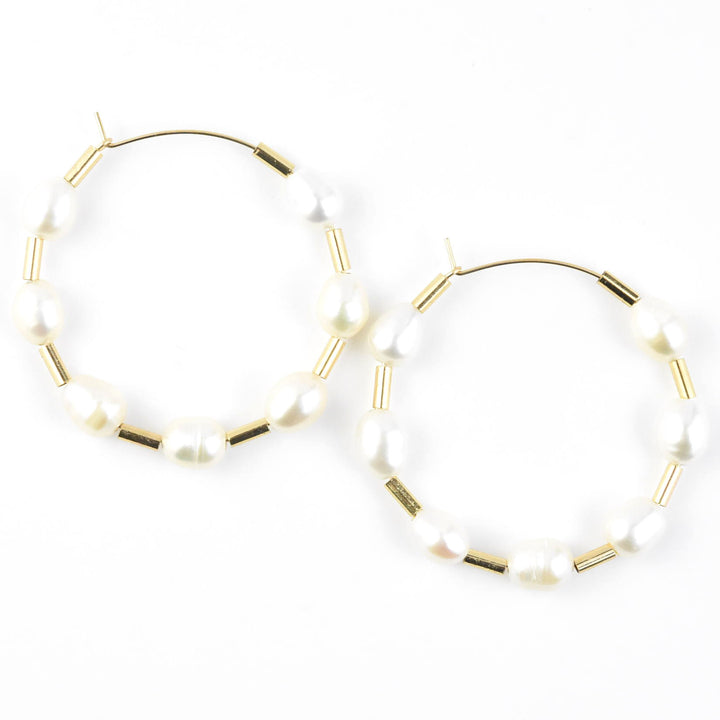 Pearl and Gold Filled Bead Hoops