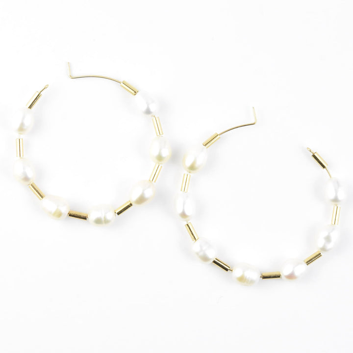 Pearl and Gold Filled Bead Hoops