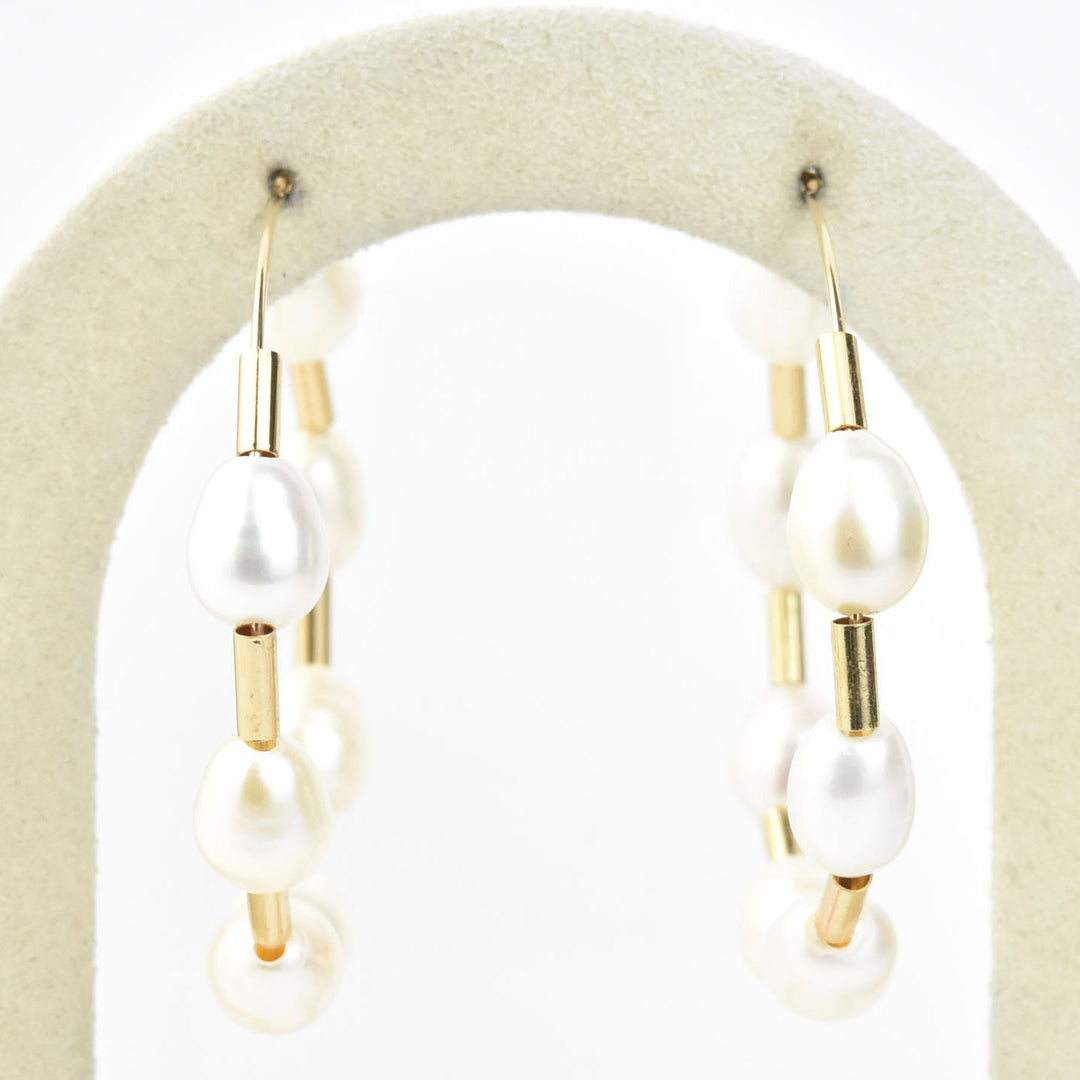 Pearl and Gold Filled Bead Hoops