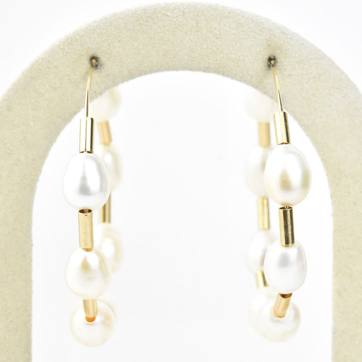 Pearl and Gold Filled Bead Hoops