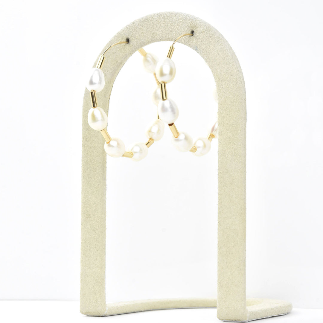 Pearl and Gold Filled Bead Hoops