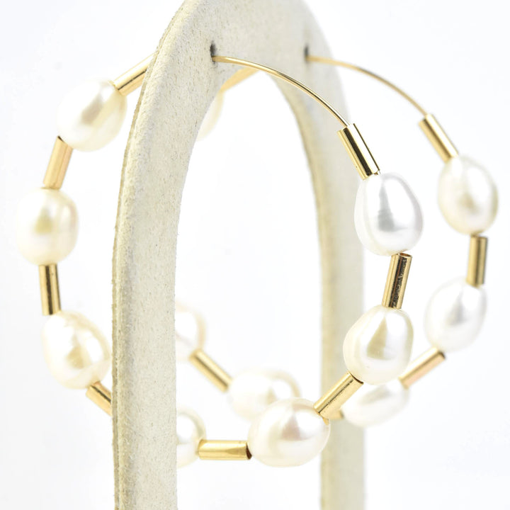 Pearl and Gold Filled Bead Hoops