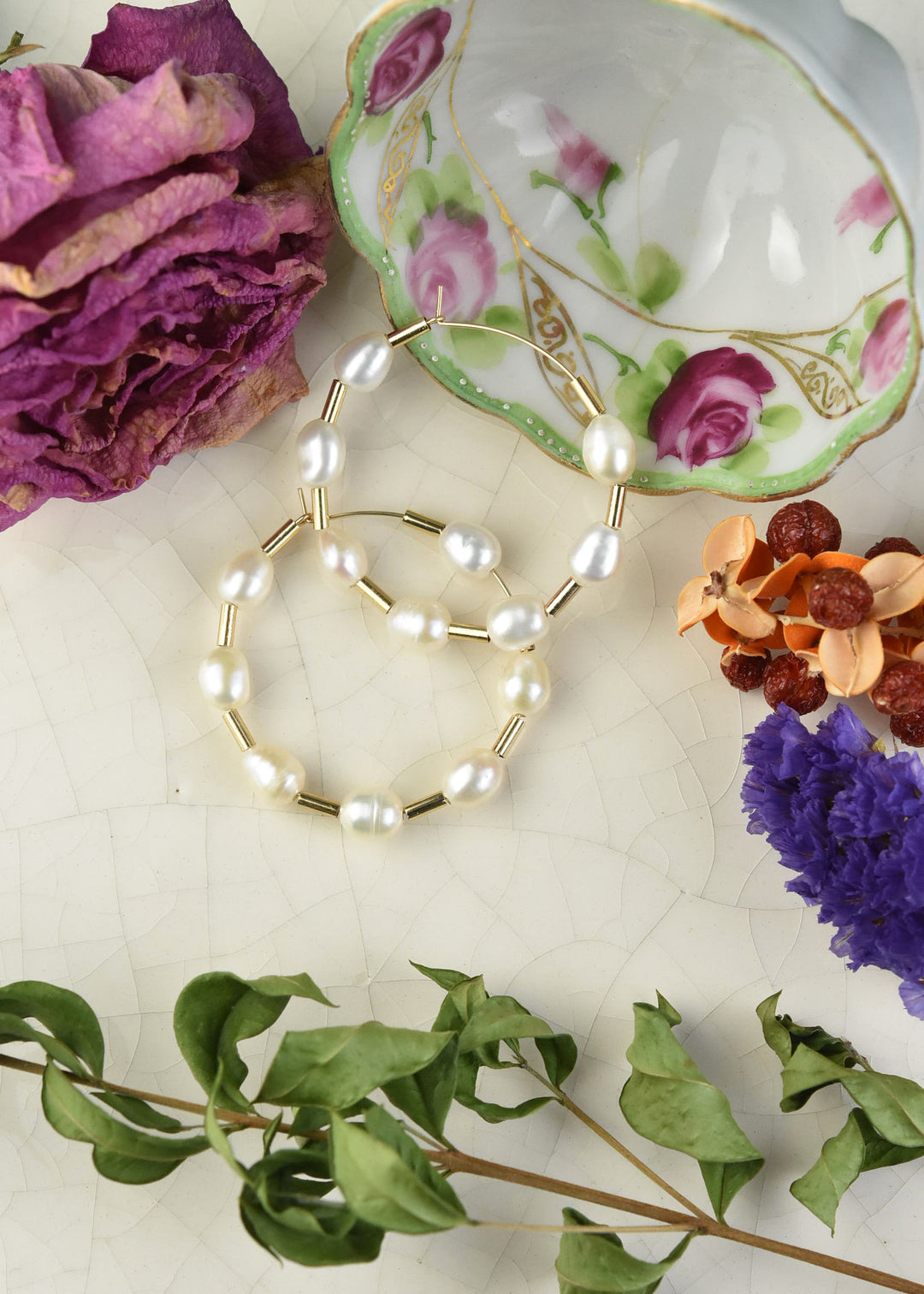 Pearl and Gold Filled Bead Hoops