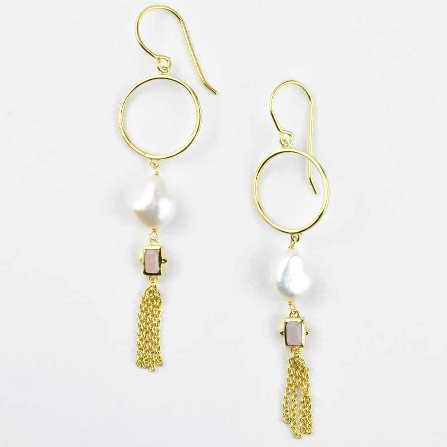 Pearl and Quartz Dangles - Goldmakers Fine Jewelry