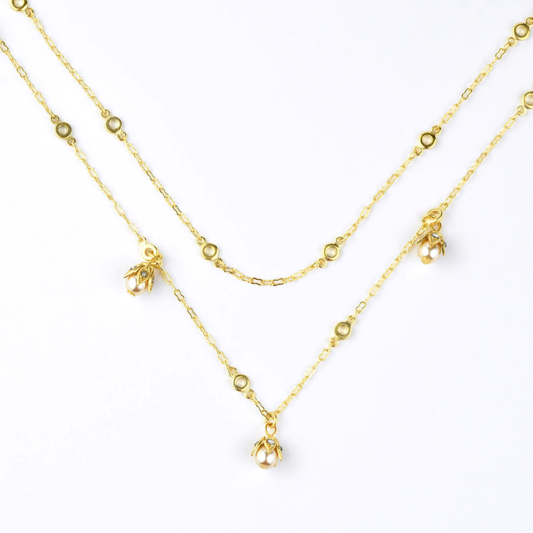 Double Layer Chain with Pearls Necklace