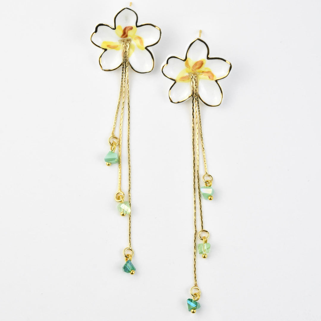 Pear Tree Flower and Fringe Earring - Goldmakers Fine Jewelry