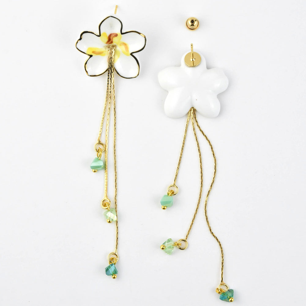 Pear Tree Flower and Fringe Earring - Goldmakers Fine Jewelry