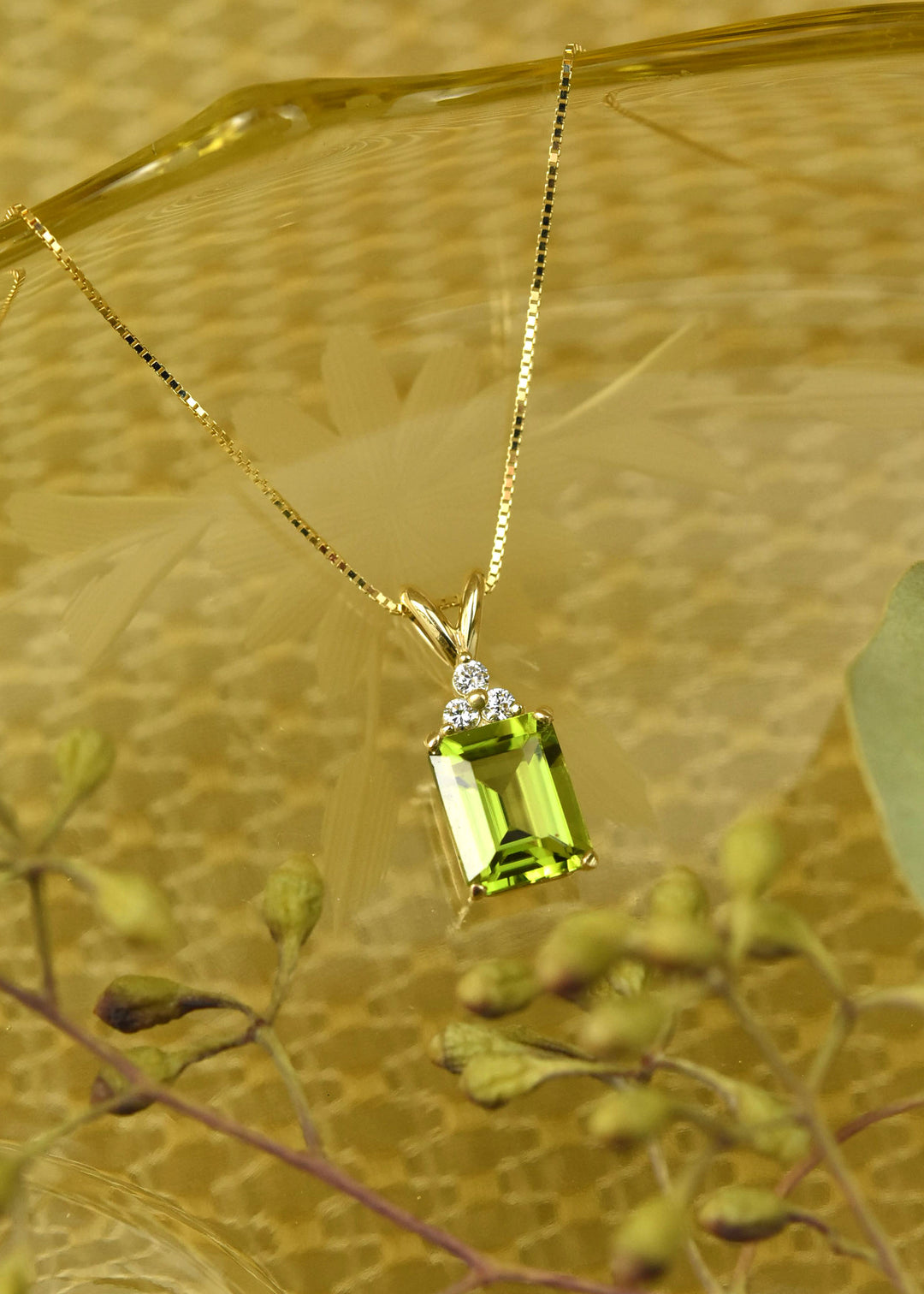 Peridot Necklace in 14k Yellow Gold