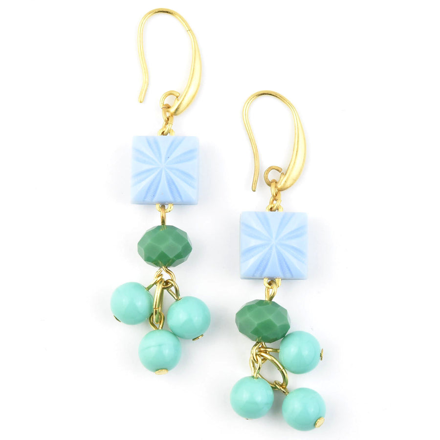 Periwinkle, Green & Turquoise Earrings - Goldmakers Fine Jewelry