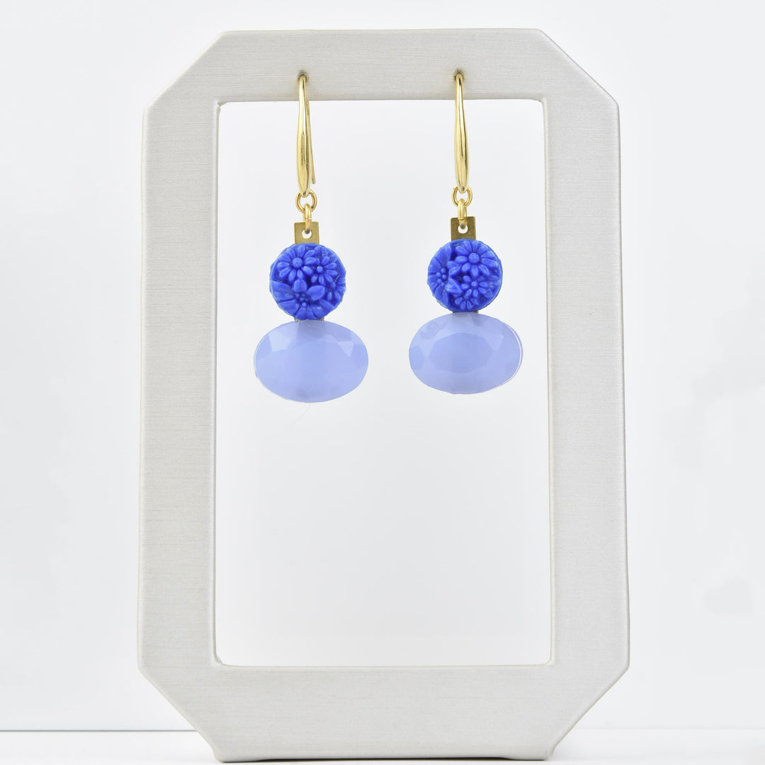 Periwinkle and Lavender Drop Earrings - Goldmakers Fine Jewelry
