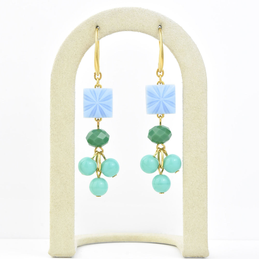 Periwinkle, Green & Turquoise Earrings - Goldmakers Fine Jewelry
