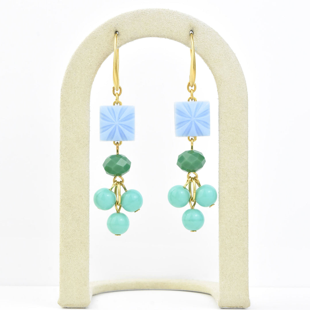 Periwinkle, Green & Turquoise Earrings - Goldmakers Fine Jewelry