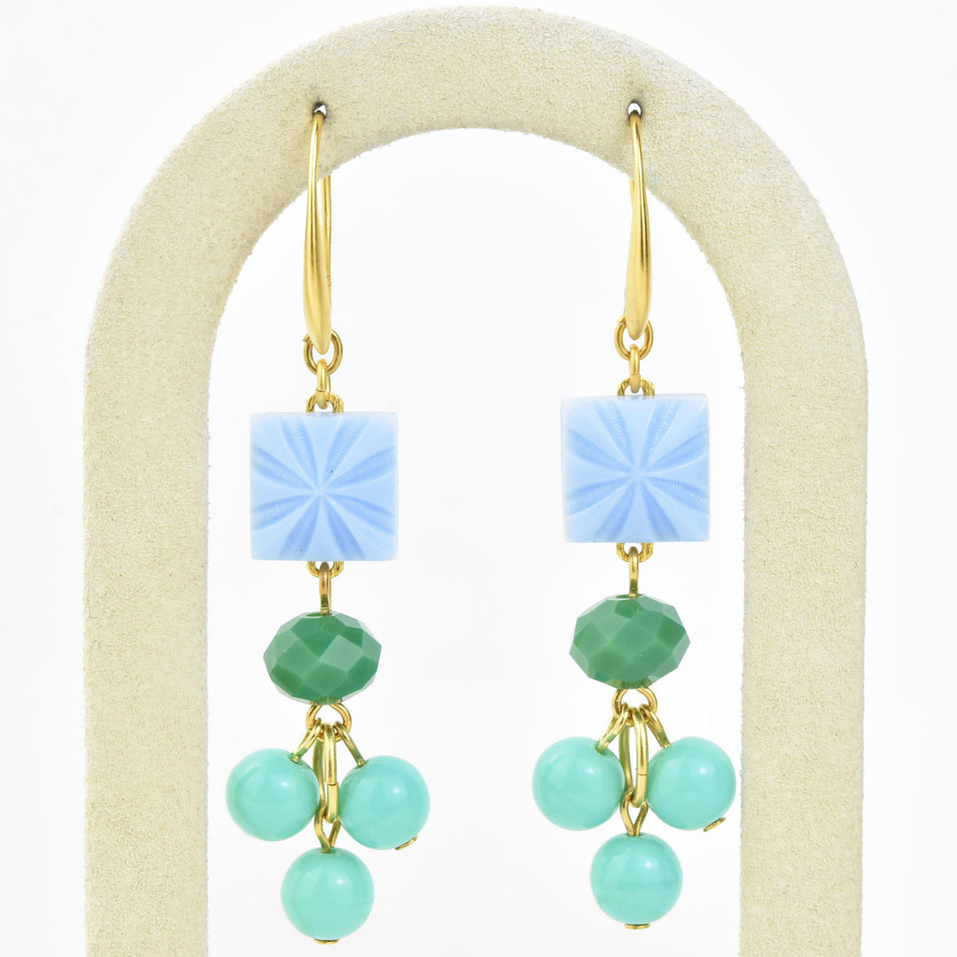 Periwinkle, Green & Turquoise Earrings - Goldmakers Fine Jewelry